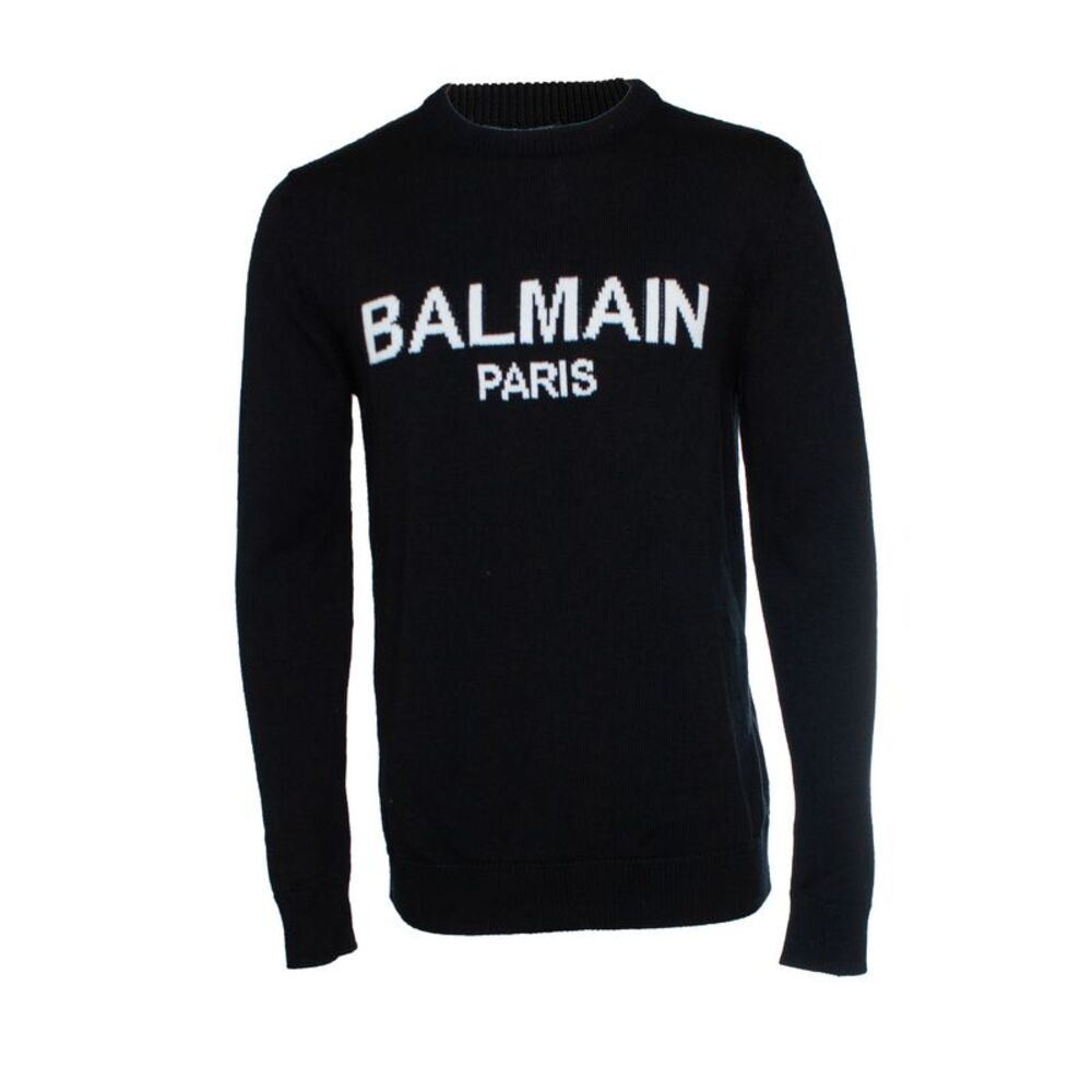 Balmain, Logo merino knit jumper in black
